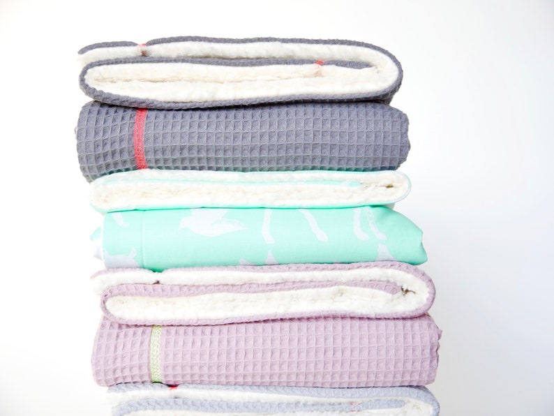 cuddle blanket ornamental neon yellow from favourite cuts Baby blanket cotton blanket waffle piqu\u00e9 light grey