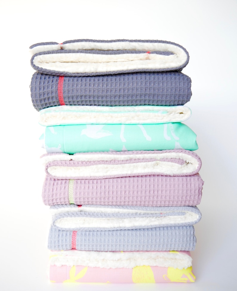 cuddle blanket ornamental neon yellow from favourite cuts Baby blanket cotton blanket waffle piqu\u00e9 light grey