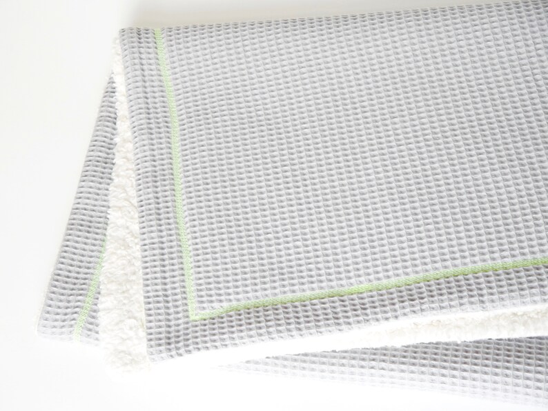 cuddle blanket ornamental neon yellow from favourite cuts Baby blanket cotton blanket waffle piqu\u00e9 light grey