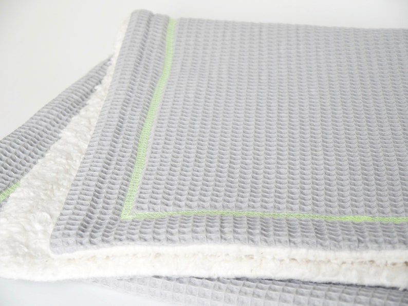 cuddle blanket ornamental neon yellow from favourite cuts Baby blanket cotton blanket waffle piqu\u00e9 light grey