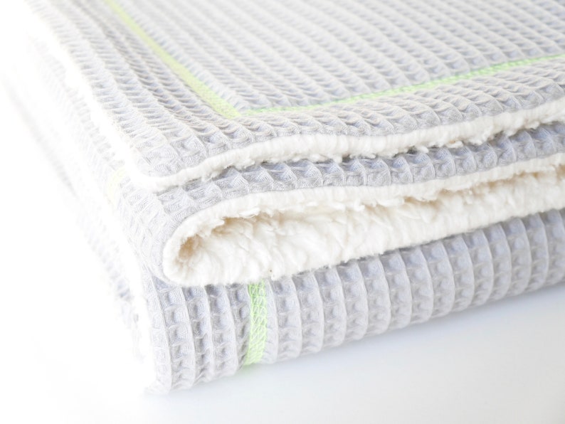 cuddle blanket ornamental neon yellow from favourite cuts Baby blanket cotton blanket waffle piqu\u00e9 light grey