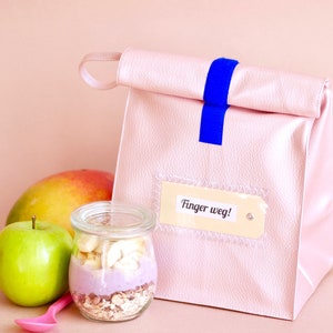 Lunchbag rosé metallic aus Kunstleder mit Innenfutter, Frühstück to go Bild 1