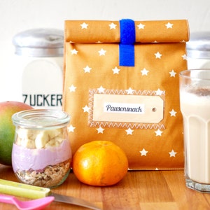 Lunchbag rosé metallic aus Kunstleder mit Innenfutter, Frühstück to go Bild 8