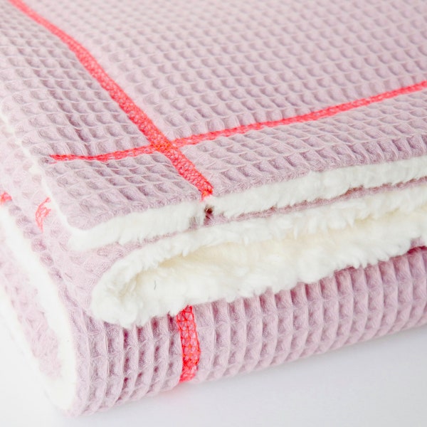 Baby blanket, cuddle blanket, cotton blanket, waffle piqué altrosa, ornamental seam pink, from favorite cuts