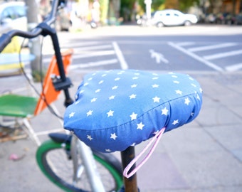 Saddle cover, bicycle saddle protector, smoke blue with white stars, water-repellent