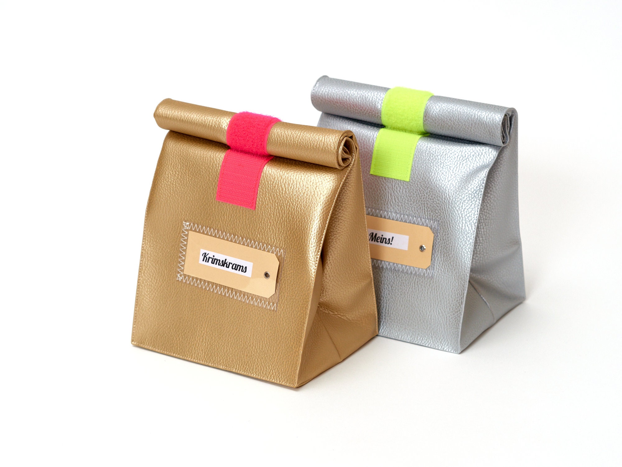 Bag Gold Metallic Synthetic Leather Culture Bag Lunchbag Etsy