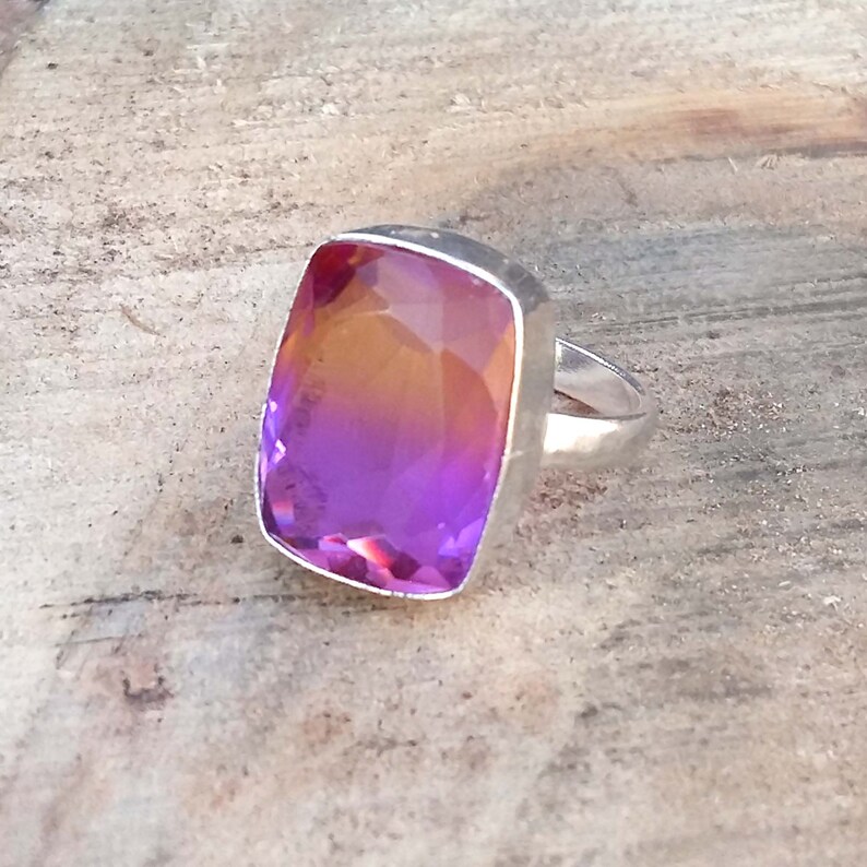 Doublet Quartz Stone Handmade Ring,Best Birthday Gift Ring Birthstone Silver Ring Beautiful Watermelon Tourmaline Quartz Gemstone Ring