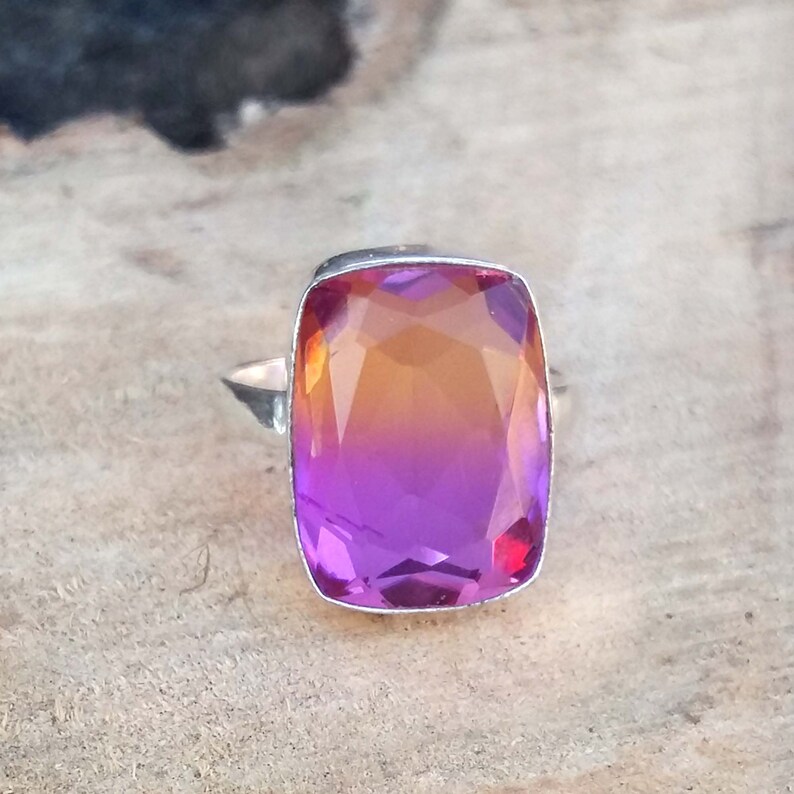 Doublet Quartz Stone Handmade Ring,Best Birthday Gift Ring Birthstone Silver Ring Beautiful Watermelon Tourmaline Quartz Gemstone Ring