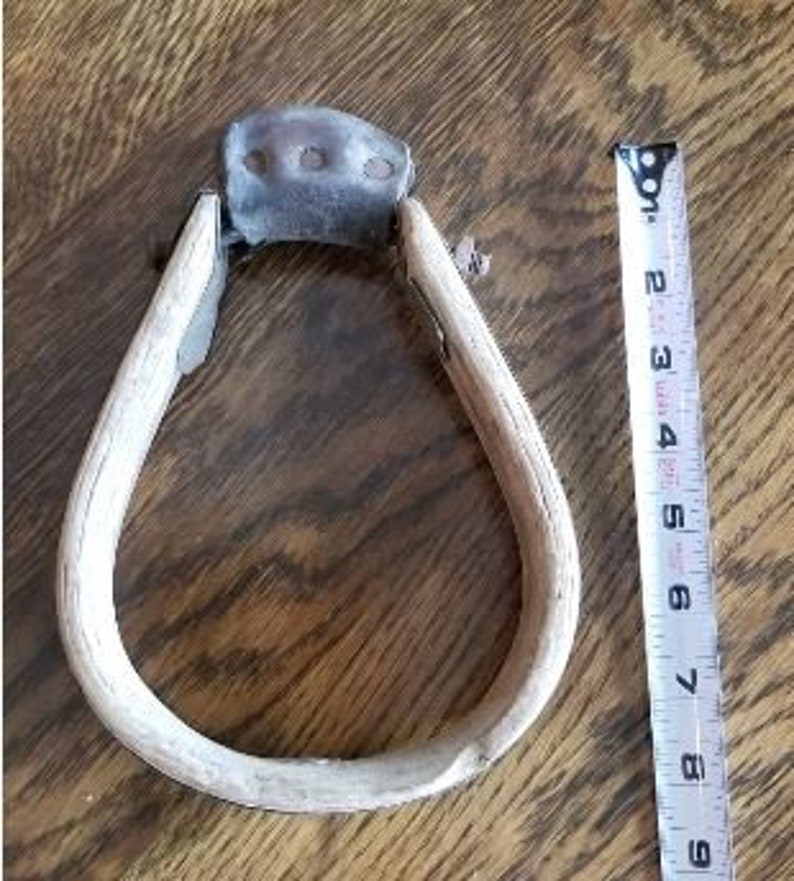 Antique bent wood oxbow stirrup with metal surround and Etsy