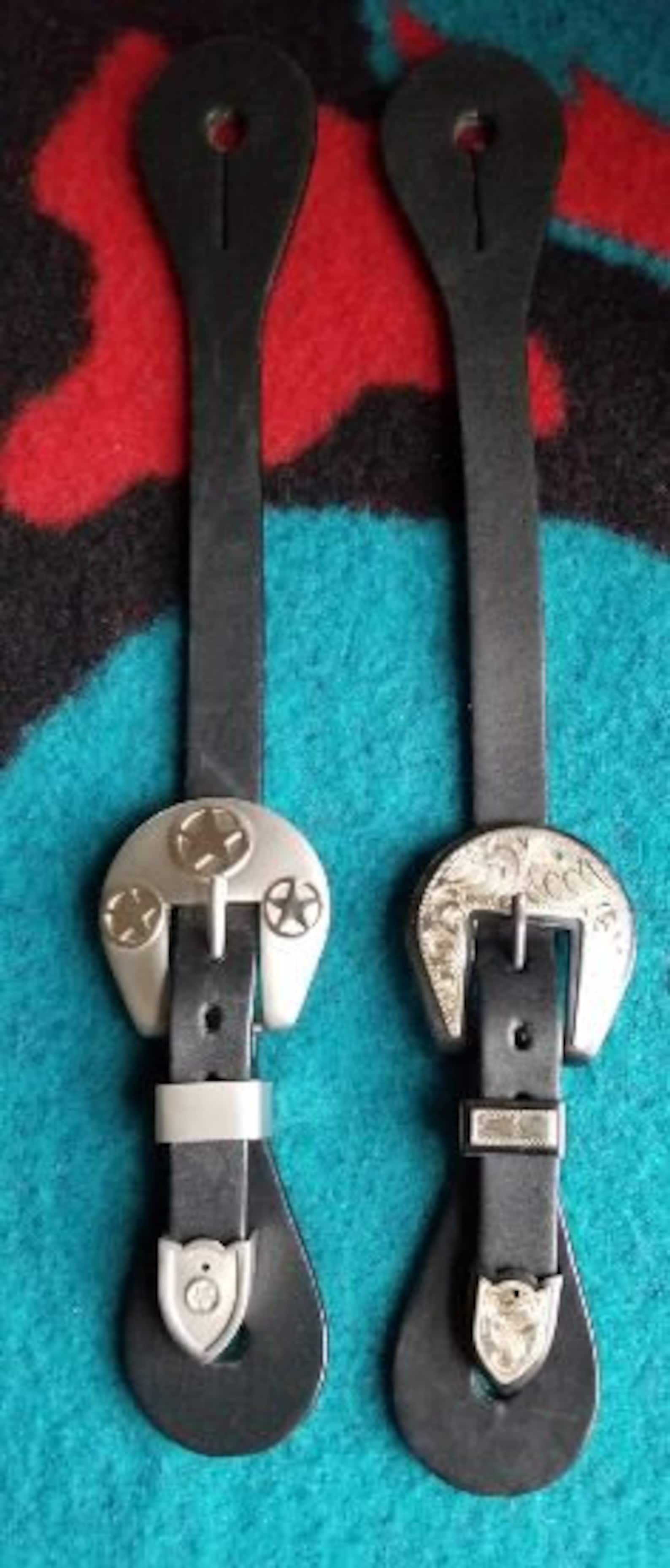 Custom spur straps with fancy buckle sets black or chestnut Etsy