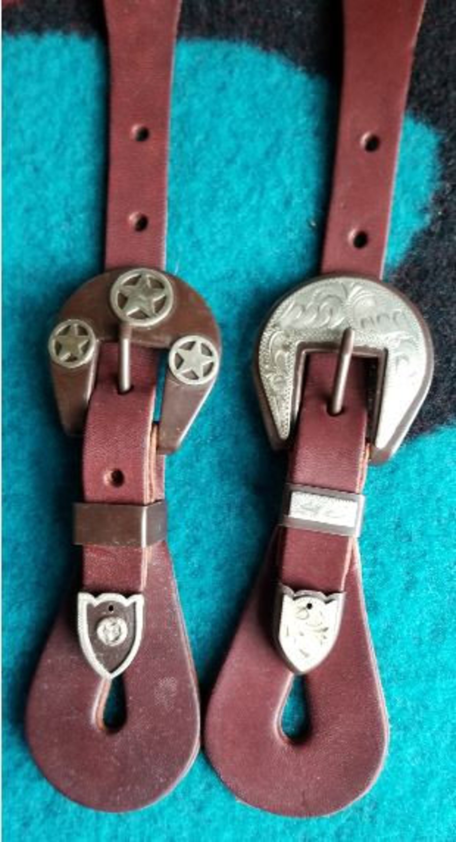 Custom spur straps with fancy buckle sets black or chestnut Etsy