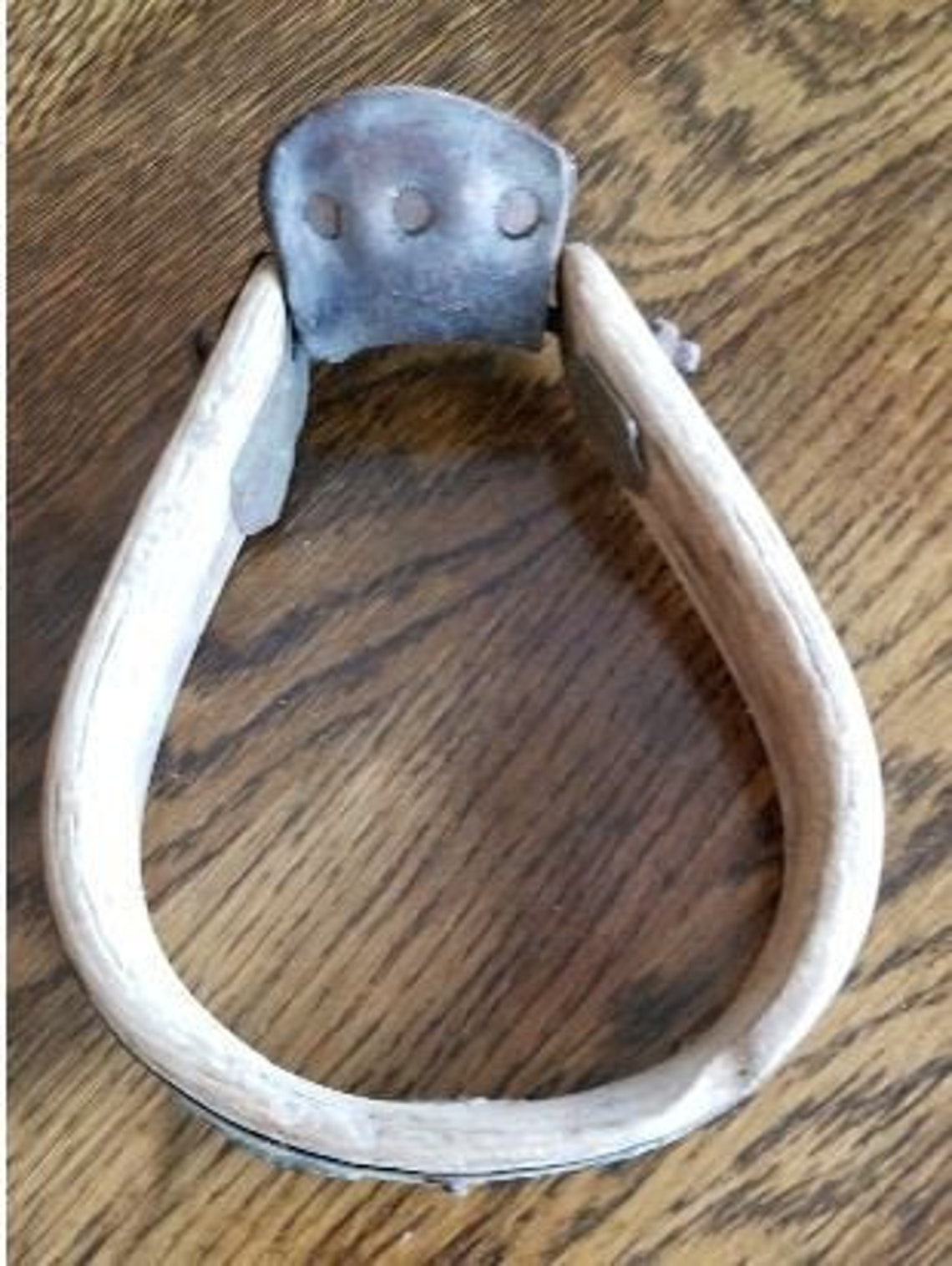 Antique bent wood oxbow stirrup with metal surround and Etsy