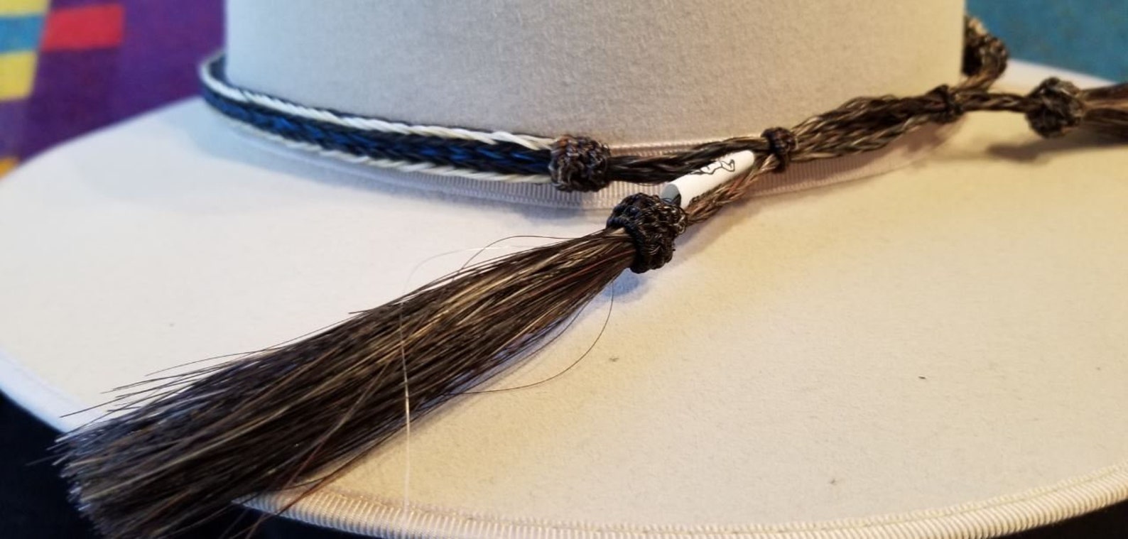 Braided horse hair hat band 3 inch tassels handmade color Etsy