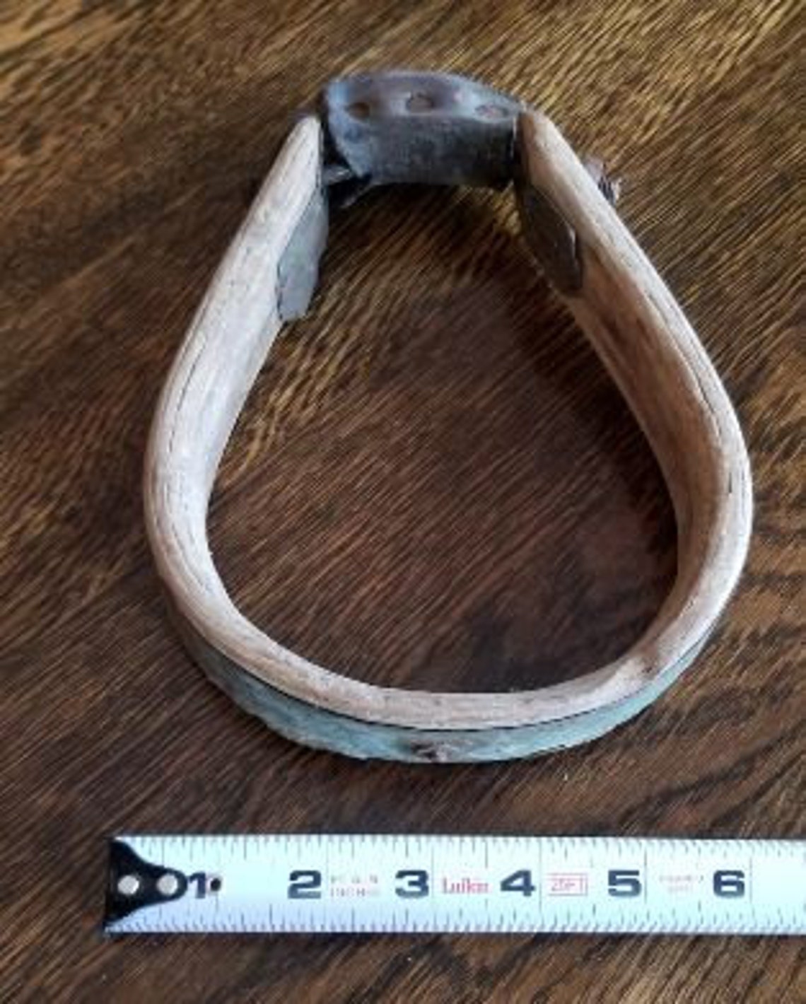 Antique bent wood oxbow stirrup with metal surround and Etsy