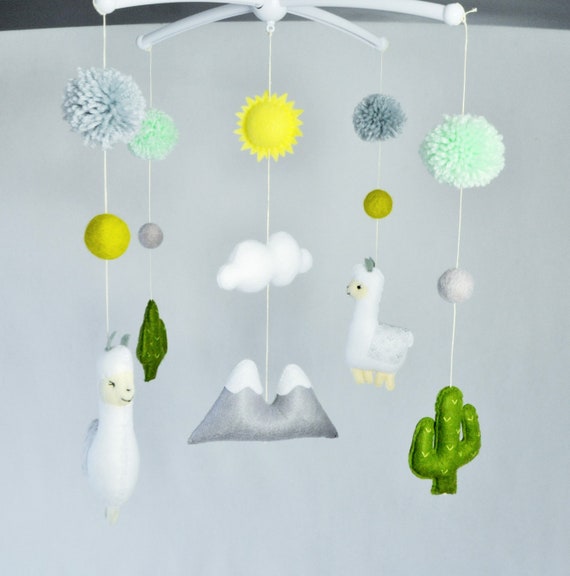Nursery decoration baby’s room hanging fur Pom-Pom mobile with butterflies