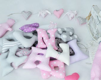 Fabric Letters, Nursery Decor, Baby Name Banner, Pink Nursery