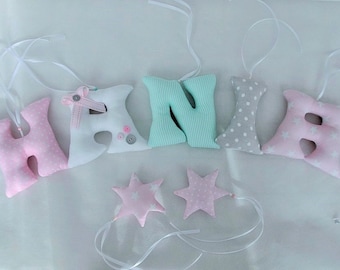 Hand Sewn Fabric Letters, Nursery Decor, Name Banner