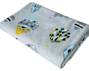 Customizable Cotton Minky Blanket, Hot Air Balloon Design, Nursery Blanket