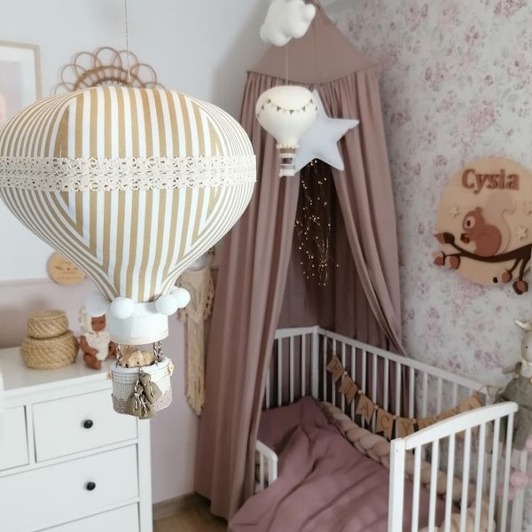 Heteluchtballon, unieke decoratie voor een kinderkamer, maten S, M, L, XL - handwerk uit Europa, volledige personalisatie en advies