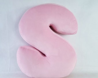 Letter S, Huge Letter Cushion 19" (48 cm) or Big 16" (40cm), Letter S pillow, Personalized velvet or velour letter pillow for kid's room