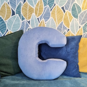 Cuscino con lettera C da 19" (50 cm) o 16" (40 cm) enorme, cuscino con lettera C, cuscino con lettera in velluto o velluto personalizzato per la cameretta dei bambini