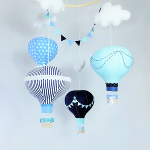hot air balloons mobile, hot air balloon decoration, nursery, clouds and balloons nursery, Travel Nursery, baby crib mobile, personalized