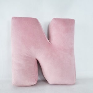 Letra N, Cojín Letra Enorme 19" (48 cm) o Grande 16" (40cm), Almohada Letra N, Almohada carta de terciopelo o terciopelo personalizada para habitación infantil
