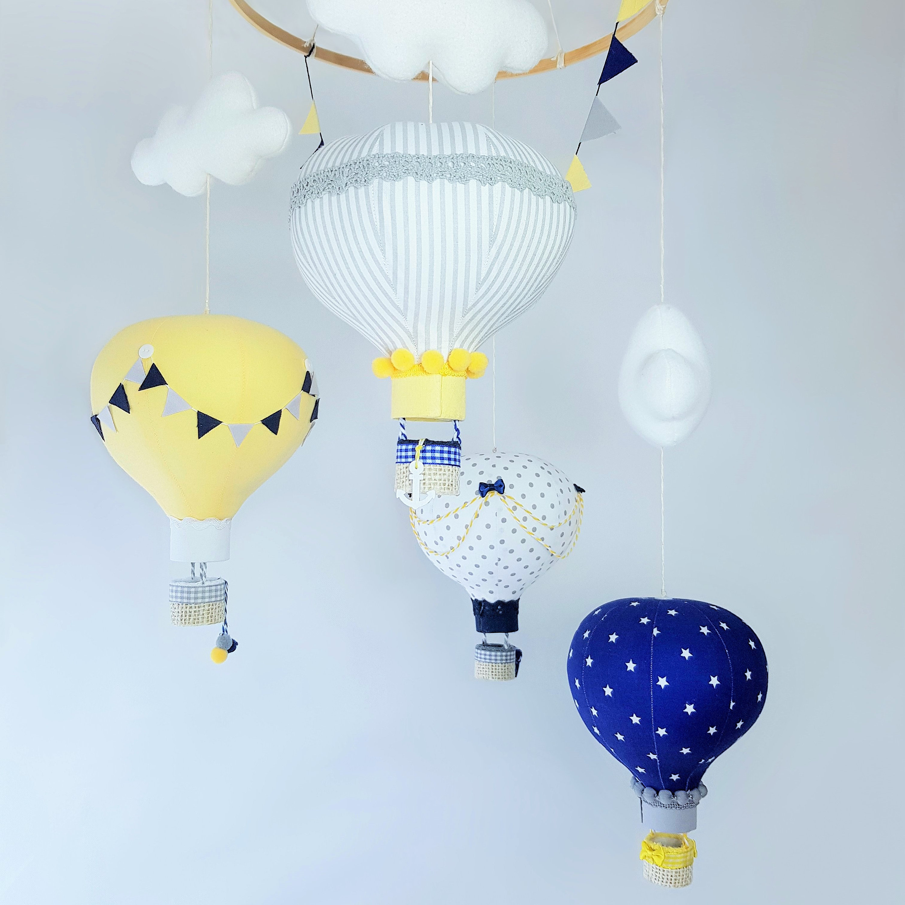 Flensted Hot Air Balloon Three 3 Hanging Baby Mobile Nursery Decor Danish 