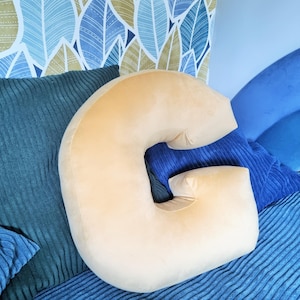 Letter G, Huge Letter Cushion 19&quot; (48 cm) or Big 16&quot; (40cm), Letter G pillow, Personalized velvet or velour letter pillow for kid&#39;s room