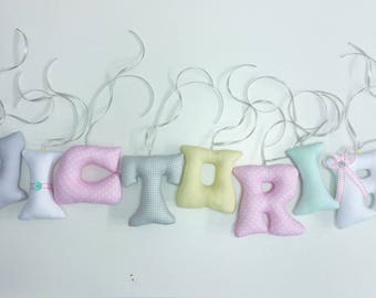 Fabric Letters Nursery Name Banner, Baby Room Decor
