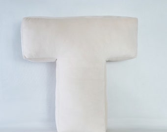 Lettre T, Huge Letter Cushion 19" (48 cm) ou Big 16" (40cm), Lettre T oreiller, Oreiller personnalisé en velours ou en velours pour chambre d'enfant