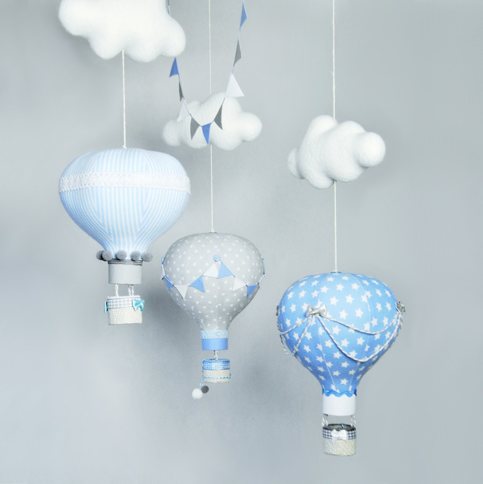 Baby Boy Crib Mobile With Hot Air Balloons and Clouds / Blue Etsy