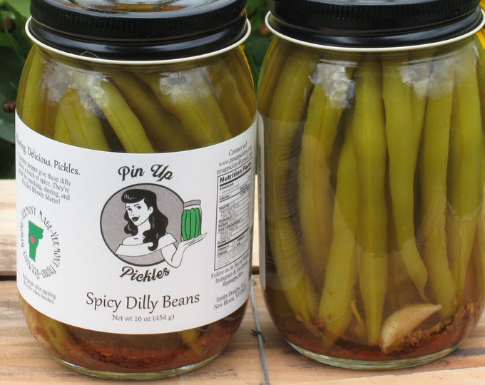 Spicy Dilly Beans. Pin up Pickles. Green Bean Pickle, Garlic Pickle
