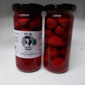 Pickled Strawberries - Pin Up Pickles, gift for adventurous foodie, unique product, pickled fruit, gift for foodie, ice cream topping
