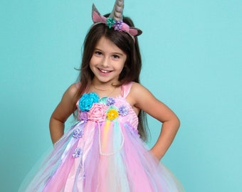 Einhorn bunt Bunt Kleinkind Mädchen Kinder Fotoshooting Geburtstag Hochzeit Halloween Kostüm voll Tutu Kleid Prinzessin Kleid