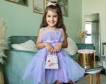 Lavender Purple Girl Cute Tulle Fancy Party Wedding Birthday Photoshoot Stylish Tutu Dress