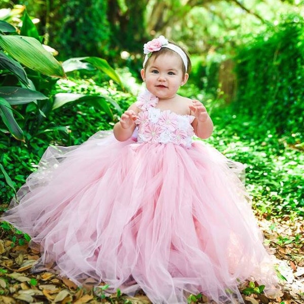 Princesse Fleur Fille Anniversaire Mariage Tutu Custom Evening Gown Baby Kids Girls Dress