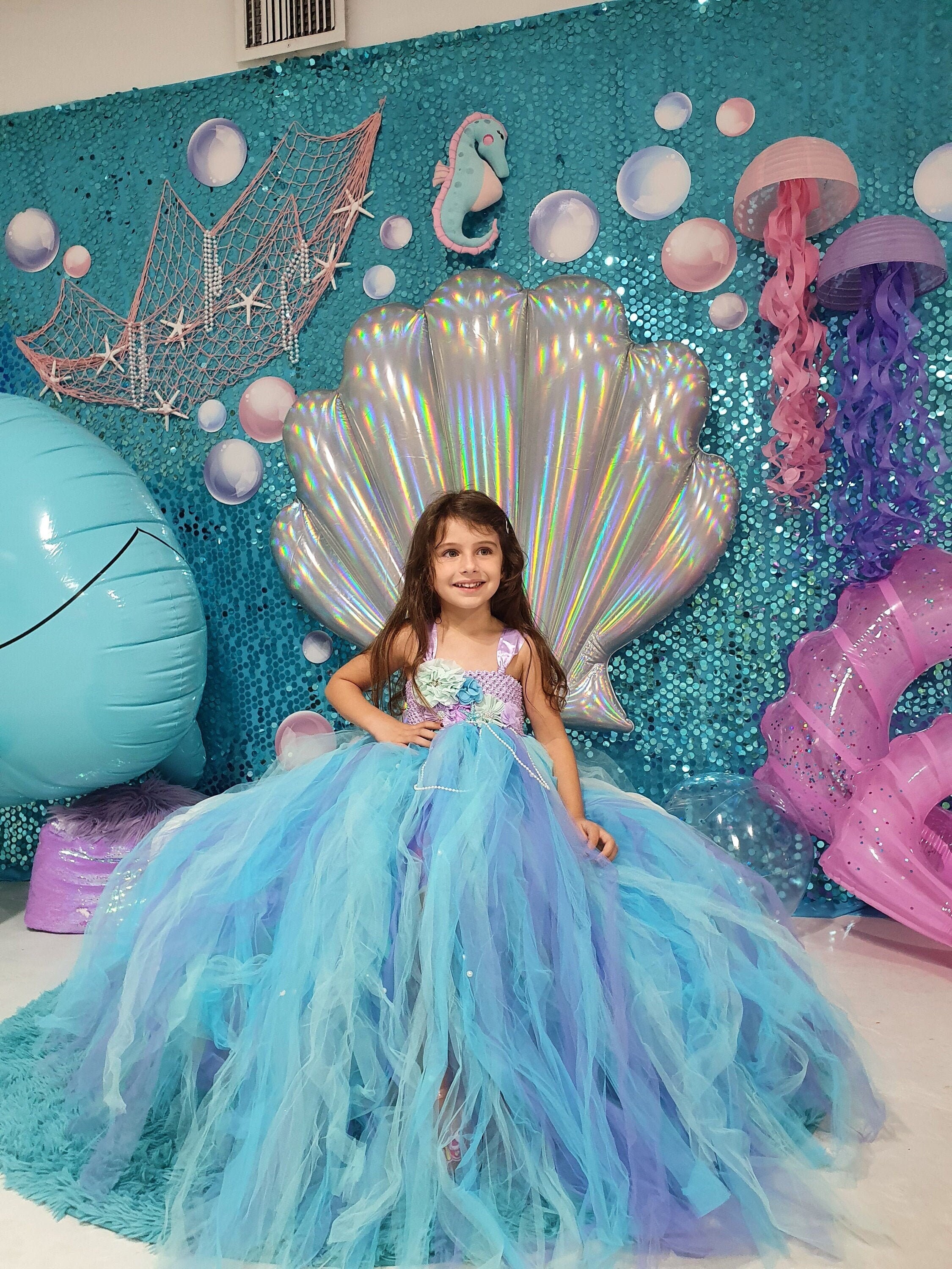 Mermaid Girl Toddler Princess Photoshoot Birthday Tutu Gown