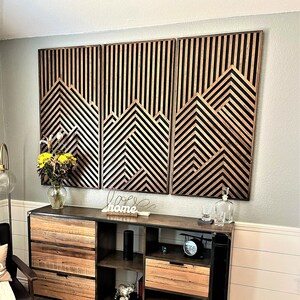 Wood Art, Mountain Artwork, Wood Wall Art, Geometric Wood Art, Geometric Wall Art, Modern Wood Art, Modern Wall Art, Handmade furniture. image 2