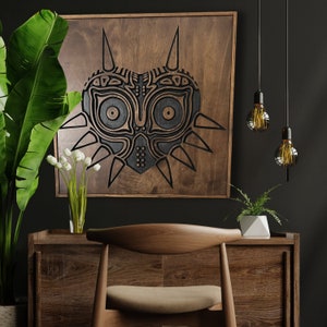 Wood Wall Art, Legend of Zelda Majora&#39;s Mask, Zelda, Link mask, Gamer decor, 3D wood Art, 3D art, Majoras Mask, Mancave decor, Nintendo Art.