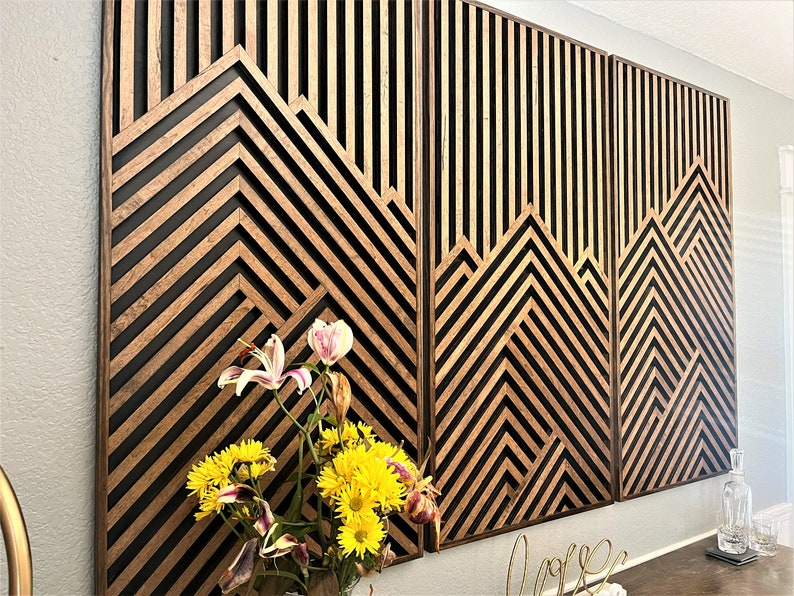Wood Art, Mountain Artwork, Wood Wall Art, Geometric Wood Art, Geometric Wall Art, Modern Wood Art, Modern Wall Art, Handmade furniture. image 8