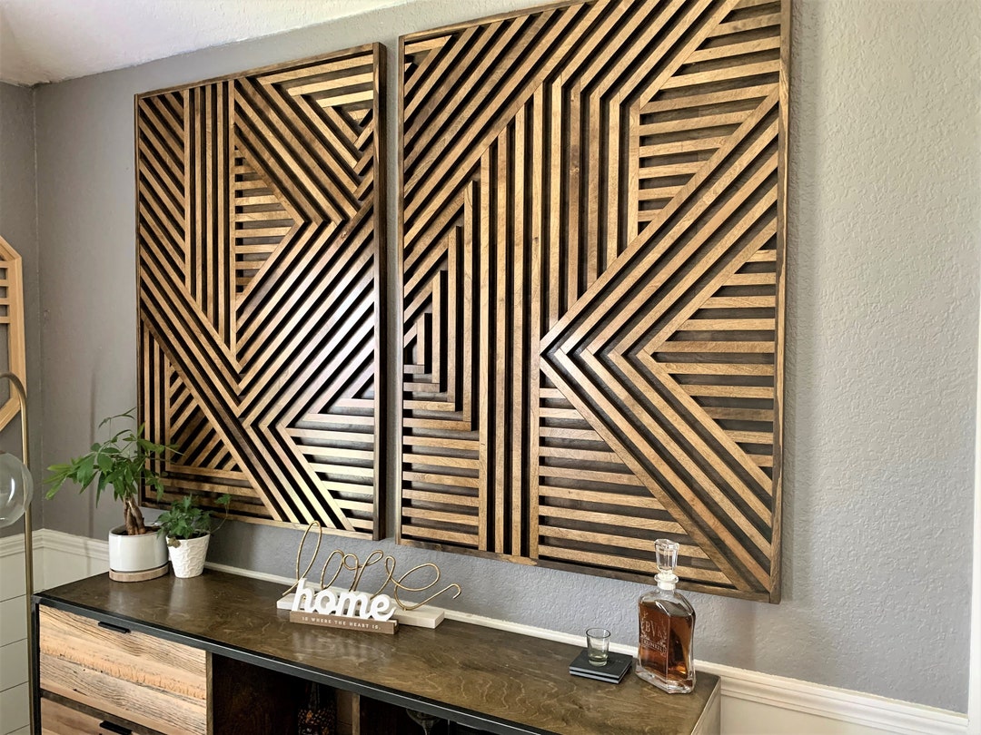 Geometric Wood Art, Wood Wall Art, Large Rustic Wall Art, Wood Art ...