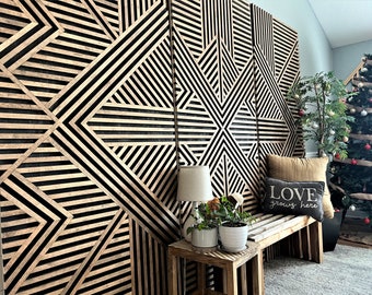 Geometric Wood Art, Wood Wall Art, Rustic Wall Art, Wood Art, Modern Wood Art, Wood Slat Art, handmade.