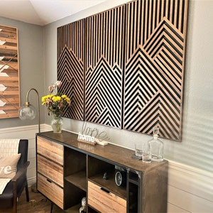 Wood Art, Mountain Artwork, Wood Wall Art, Geometric Wood Art, Geometric Wall Art, Modern Wood Art, Modern Wall Art, Handmade furniture. image 5
