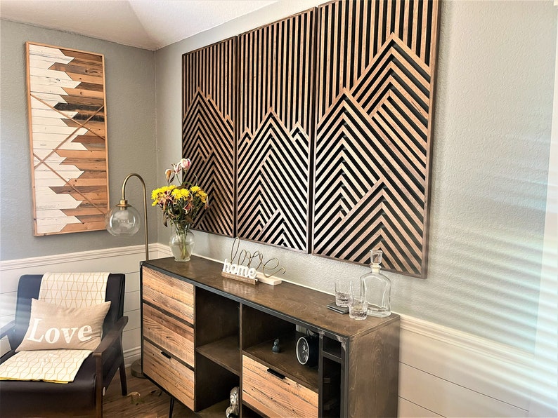 Wood Art, Mountain Artwork, Wood Wall Art, Geometric Wood Art, Geometric Wall Art, Modern Wood Art, Modern Wall Art, Handmade furniture. image 5
