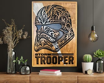 Storm Trooper Art, Wood 3d Art, Star Wars Art, Helmet art, Clone Wars helmet, Tribal Art, Helmet storm trooper, Order 66 Helmets, Empire.