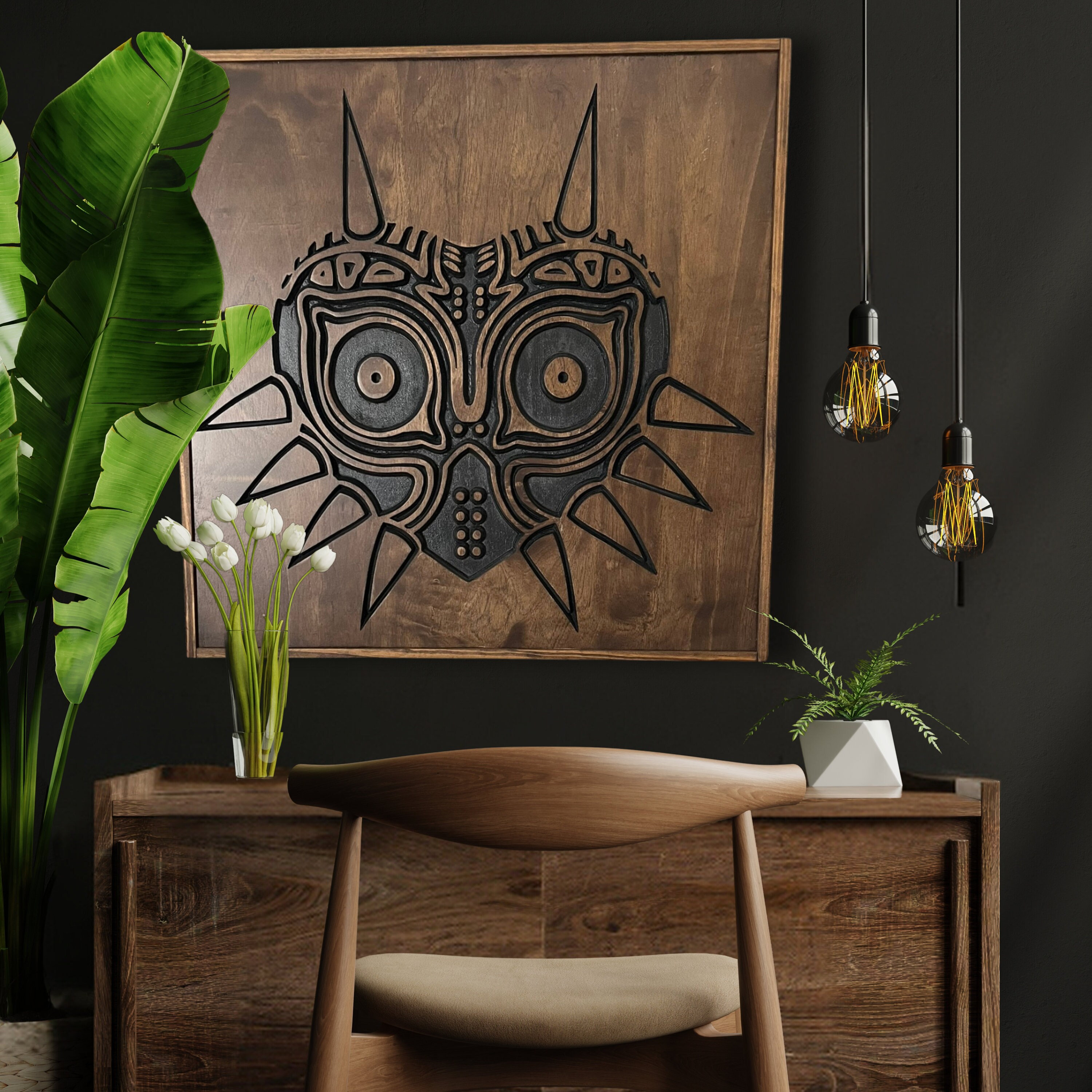 Wood Wall Art, Legend of Zelda Majora's Mask, Zelda, Link mask, Gamer decor, 3D wood Art, 3D art, Majoras Mask, Mancave decor, Nintendo Art.
