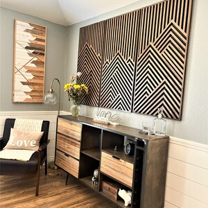 Wood Art, Mountain Artwork, Wood Wall Art, Geometric Wood Art, Geometric Wall Art, Modern Wood Art, Modern Wall Art, Handmade furniture. image 4