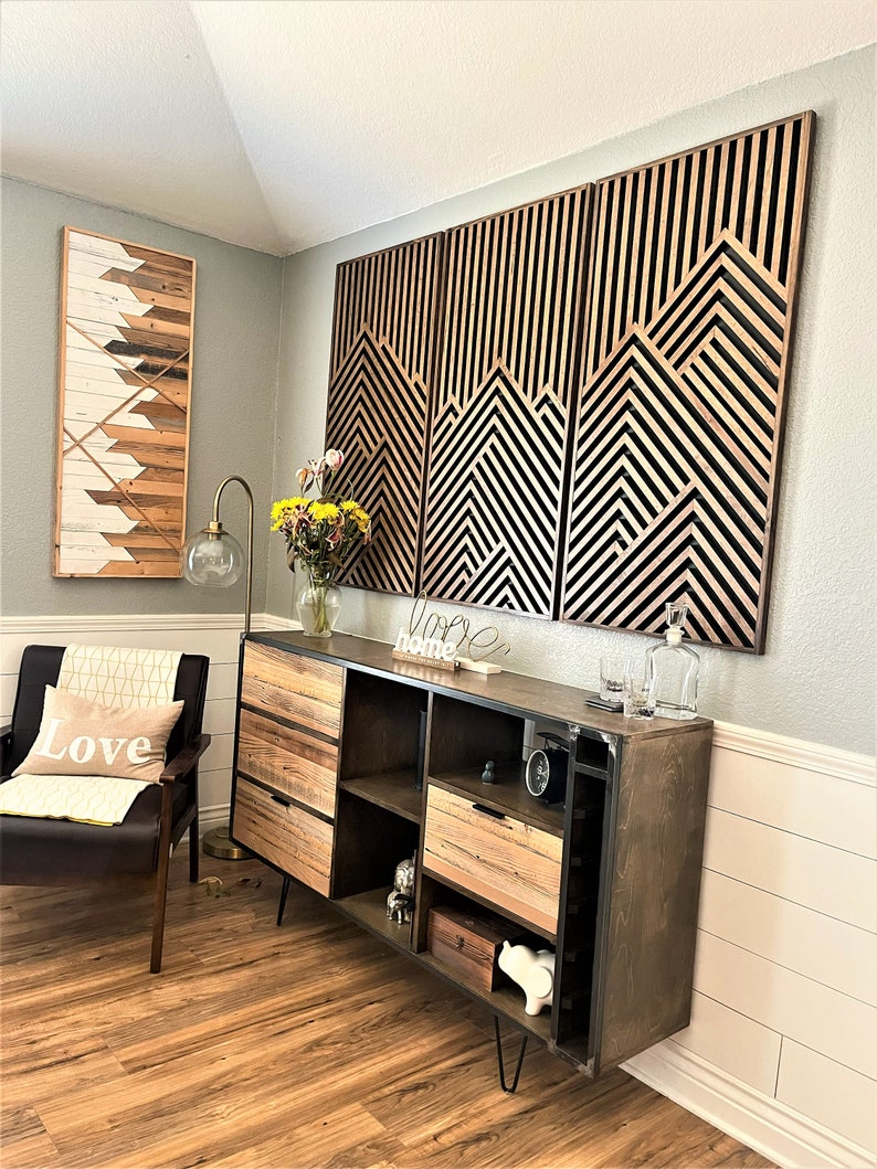 Wood Art, Mountain Artwork, Wood Wall Art, Geometric Wood Art, Geometric Wall Art, Modern Wood Art, Modern Wall Art, Handmade furniture. image 4