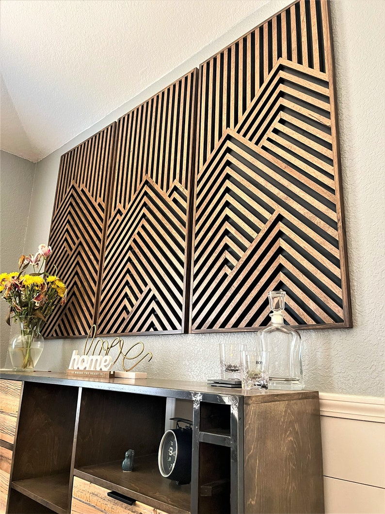 Wood Art, Mountain Artwork, Wood Wall Art, Geometric Wood Art, Geometric Wall Art, Modern Wood Art, Modern Wall Art, Handmade furniture. image 6